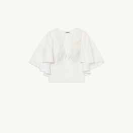 Women Ruffled Cape Blouse - Off White