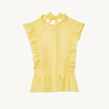 Women Ruffled Blouse With Open Back - Poussin