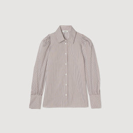 Women Striped Shirt With Full Sleeves - Brown / White