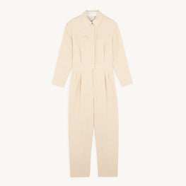 Women Aviator Style Jumpsuit - Beige