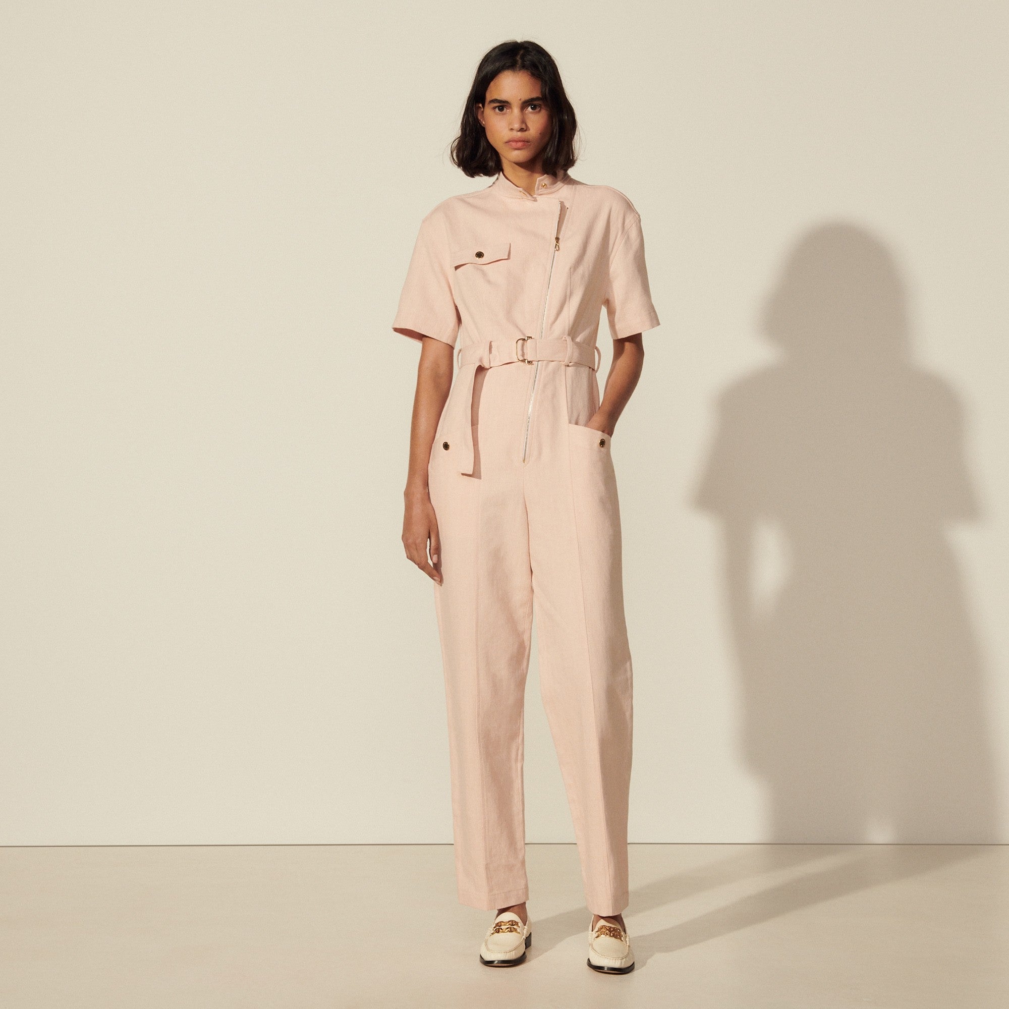 Women Serge Fabric Jumpsuit - Pink