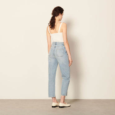 Women Boyfriend-Cut Jeans - Blue Jean