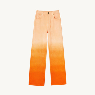 Women Straight-Leg Gradient-Effect Jeans - Orange