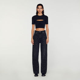 Women Rhinestone Jeans - Anthracite