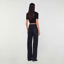 Women Rhinestone Jeans - Anthracite