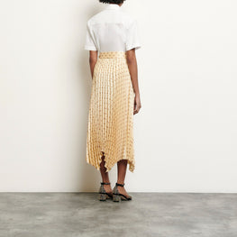 Women Pleated And Printed Skirt With Belt - Yellow