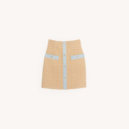 Women Short Tweed Skirt - Beige