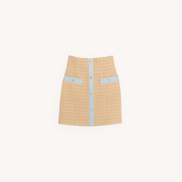 Women Short Tweed Skirt - Beige