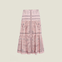 Women Long Voluminous Printed Skirt - Powder