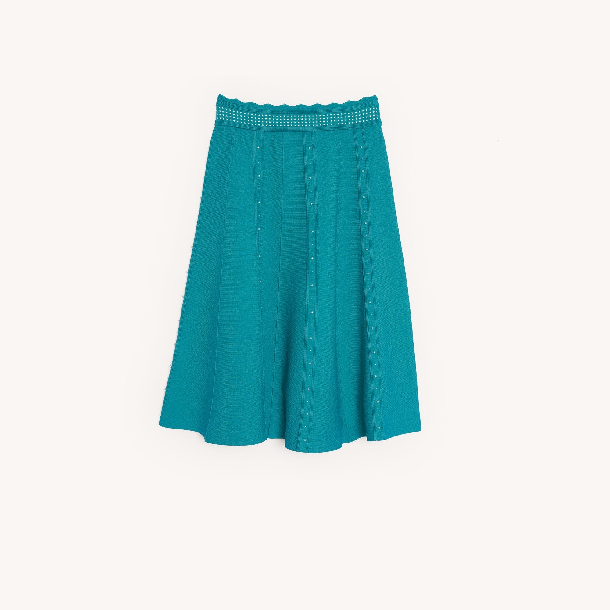 Women Knit Skirt Embellished With Beads - Green