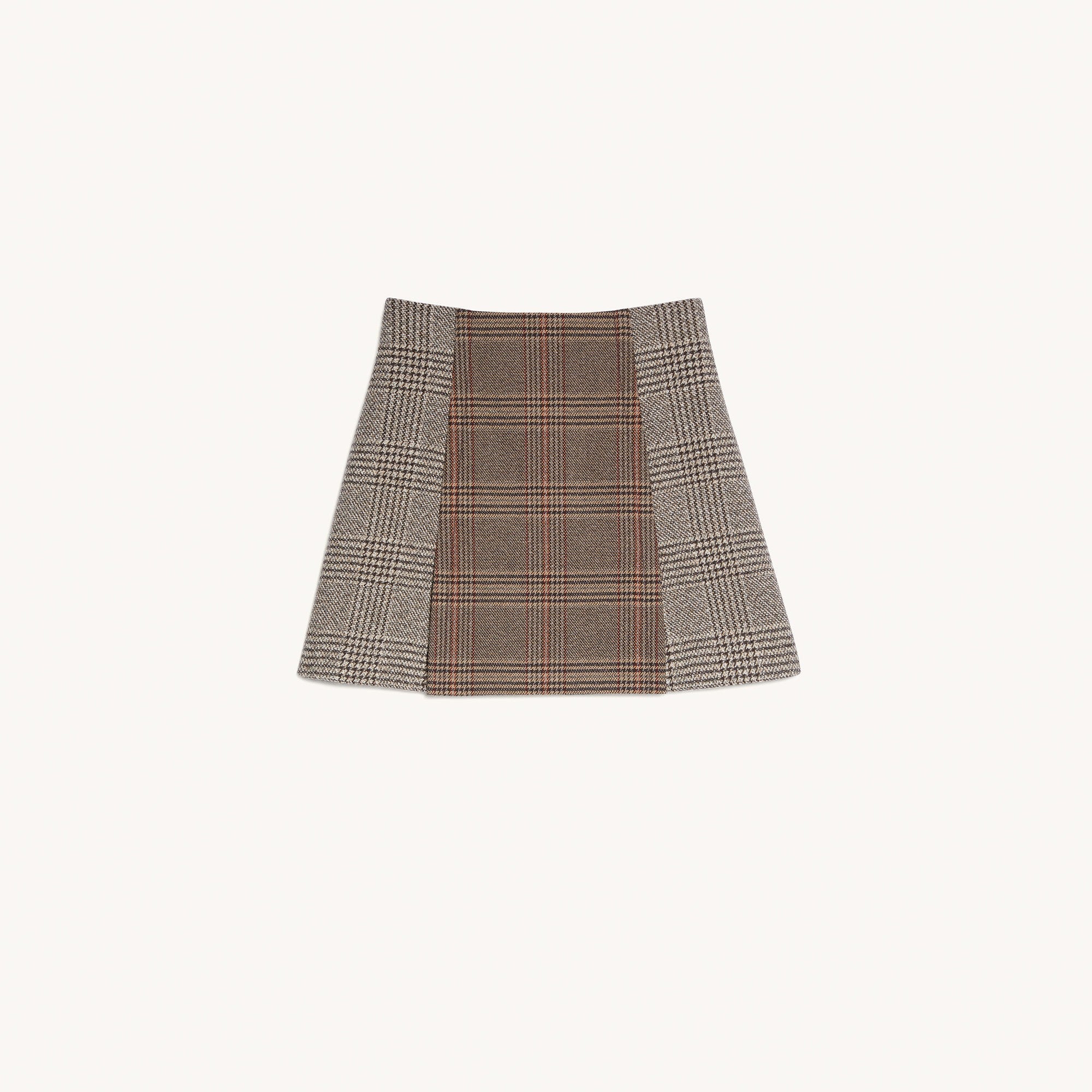 Women Short Checked Skirt - Beige / Grey