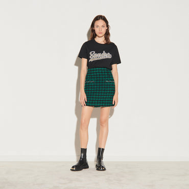 Women Short Tweed Skirt - Green / Black