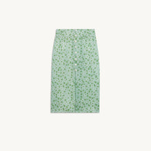 Women Straight Printed Skirt With Buttons - Green