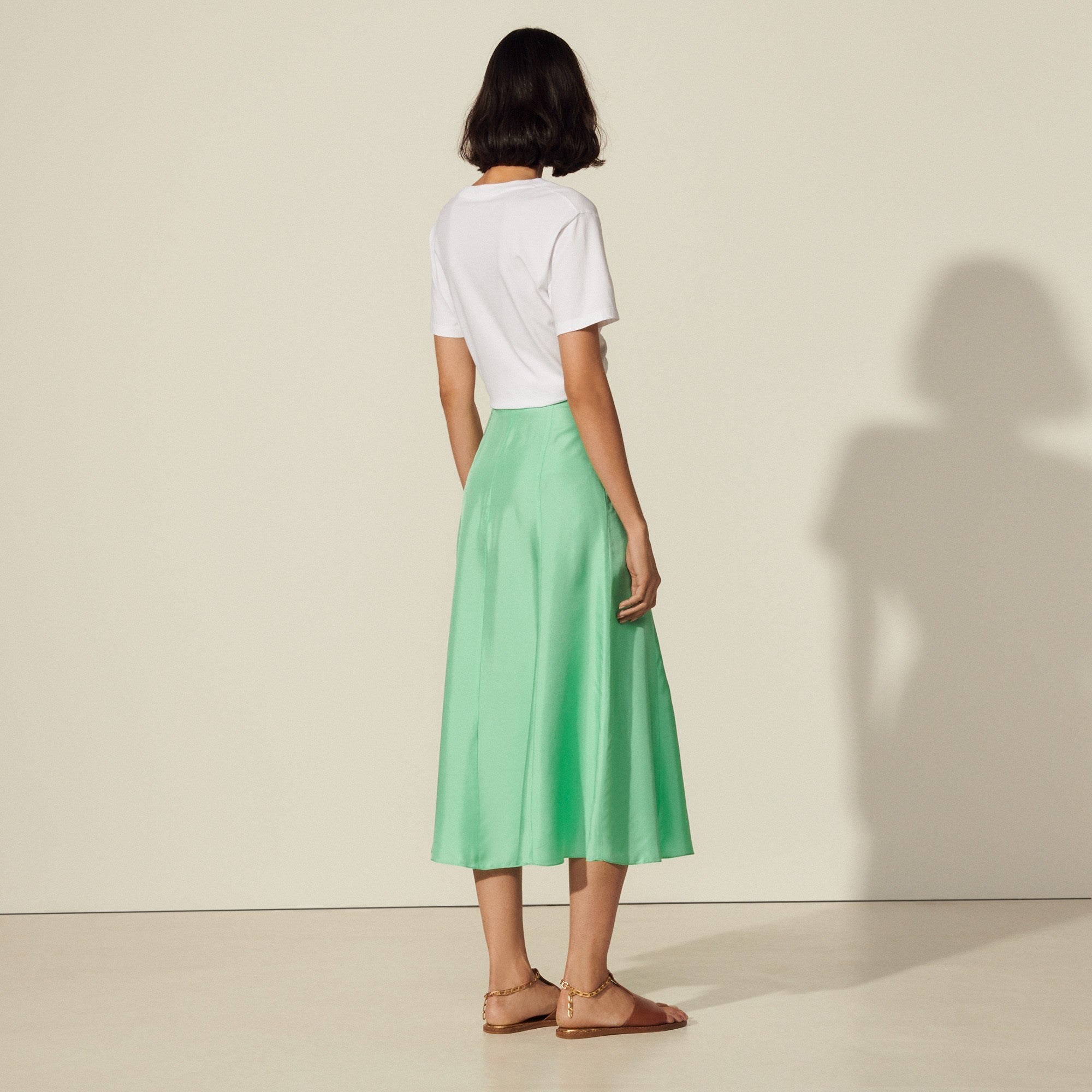 Women Long Silk Skirt - Vert Fluo