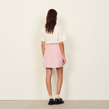 Women Short Wool Skirt - Pink