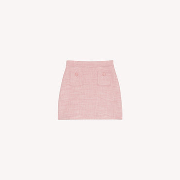 Women Short Wool Skirt - Pink