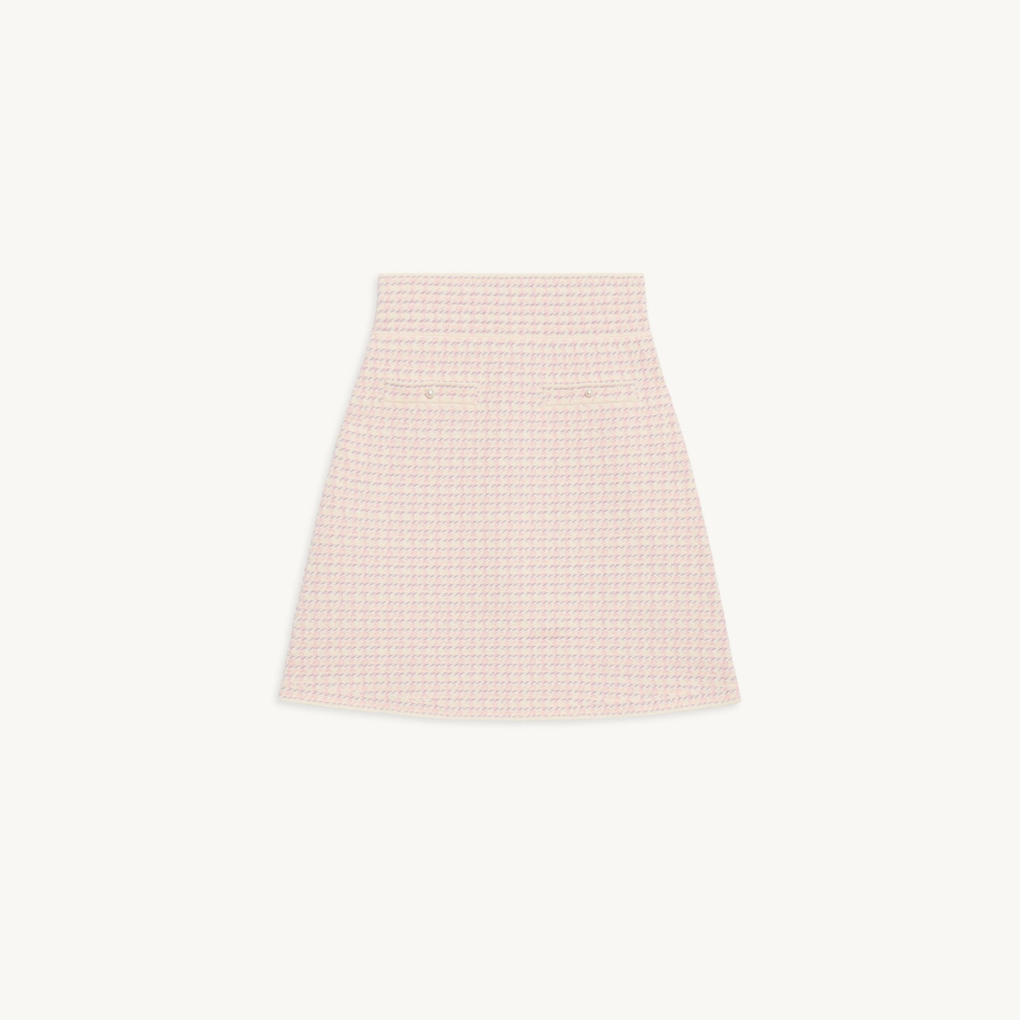 Women Short Skirt In Fancy Tweed - Pink