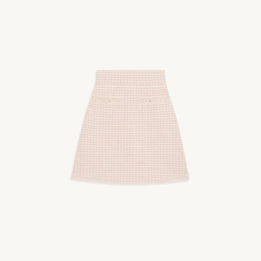 Women Short Skirt In Fancy Tweed - Pink