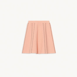 Women Short A-Line Knit Skirt - Salmon