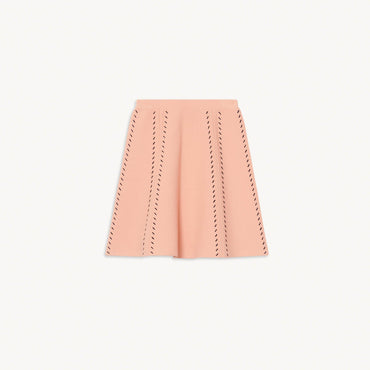 Women Short A-Line Knit Skirt - Salmon