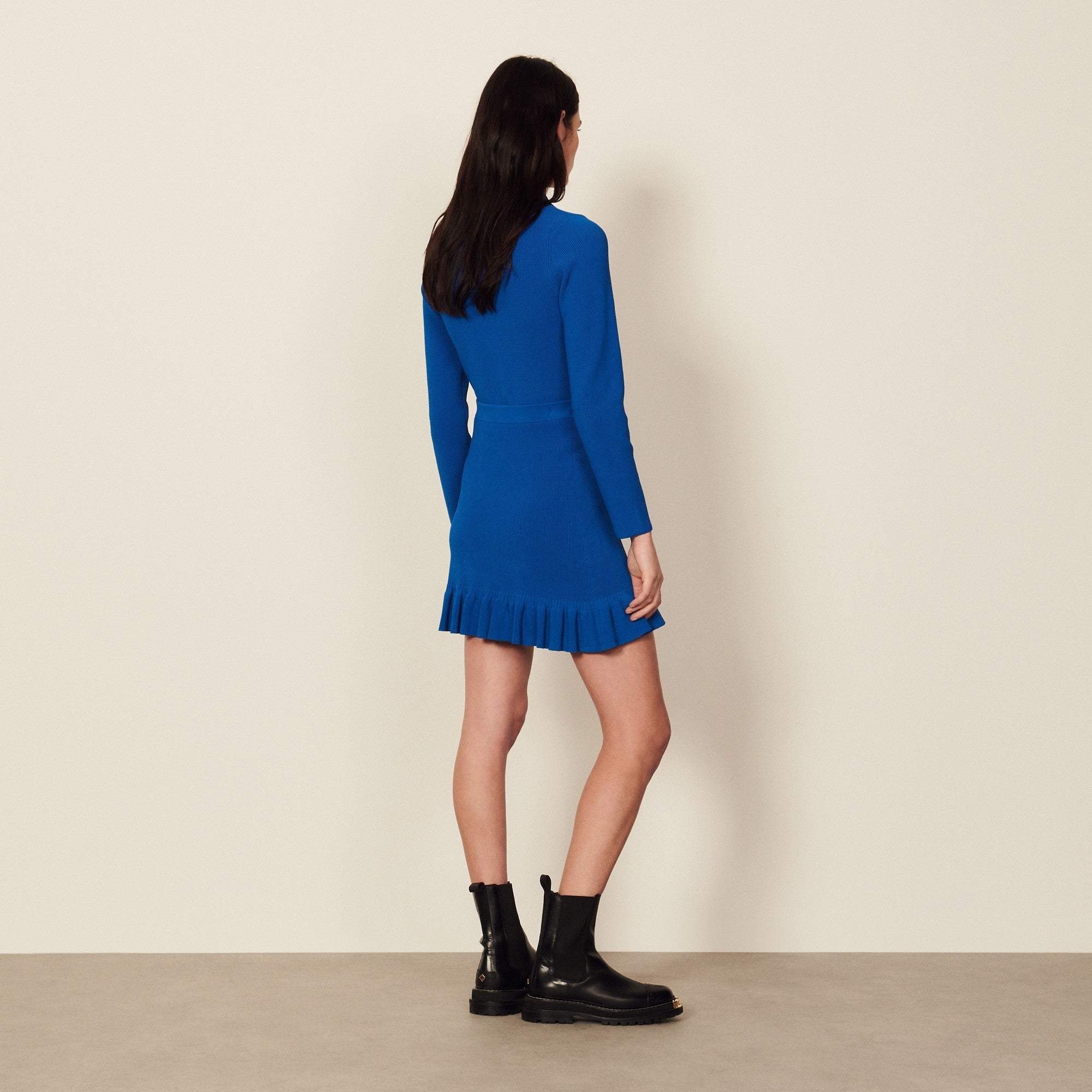 Women Short Waffle Knit Skirt - Royal Blue