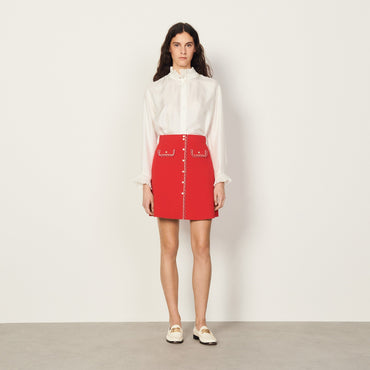 Women Short Knitted Skirt - Red