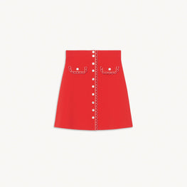 Women Short Knitted Skirt - Red