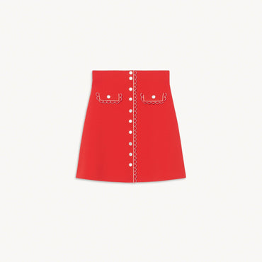 Women Short Knitted Skirt - Red