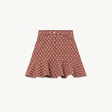 Women Short Jacquard Skirt - Pink