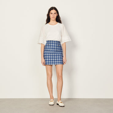 Women Short Tweed Skirt - Blue