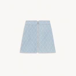 Women Short Skirt With Topstitching - Blu Jean / White