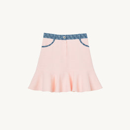 Women Short Mixed-Material Skirt - Light Pink