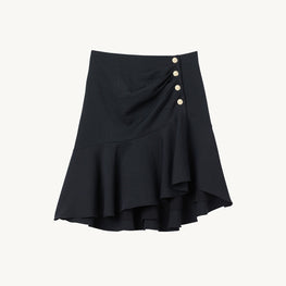 Women Short Asymmetric Skirt - Black