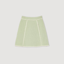 Women A-Line Knit Skirt - Light Green