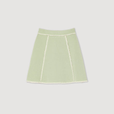 Women A-Line Knit Skirt - Light Green