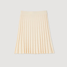 Women Short Pleated Knit Skirt - Ecru