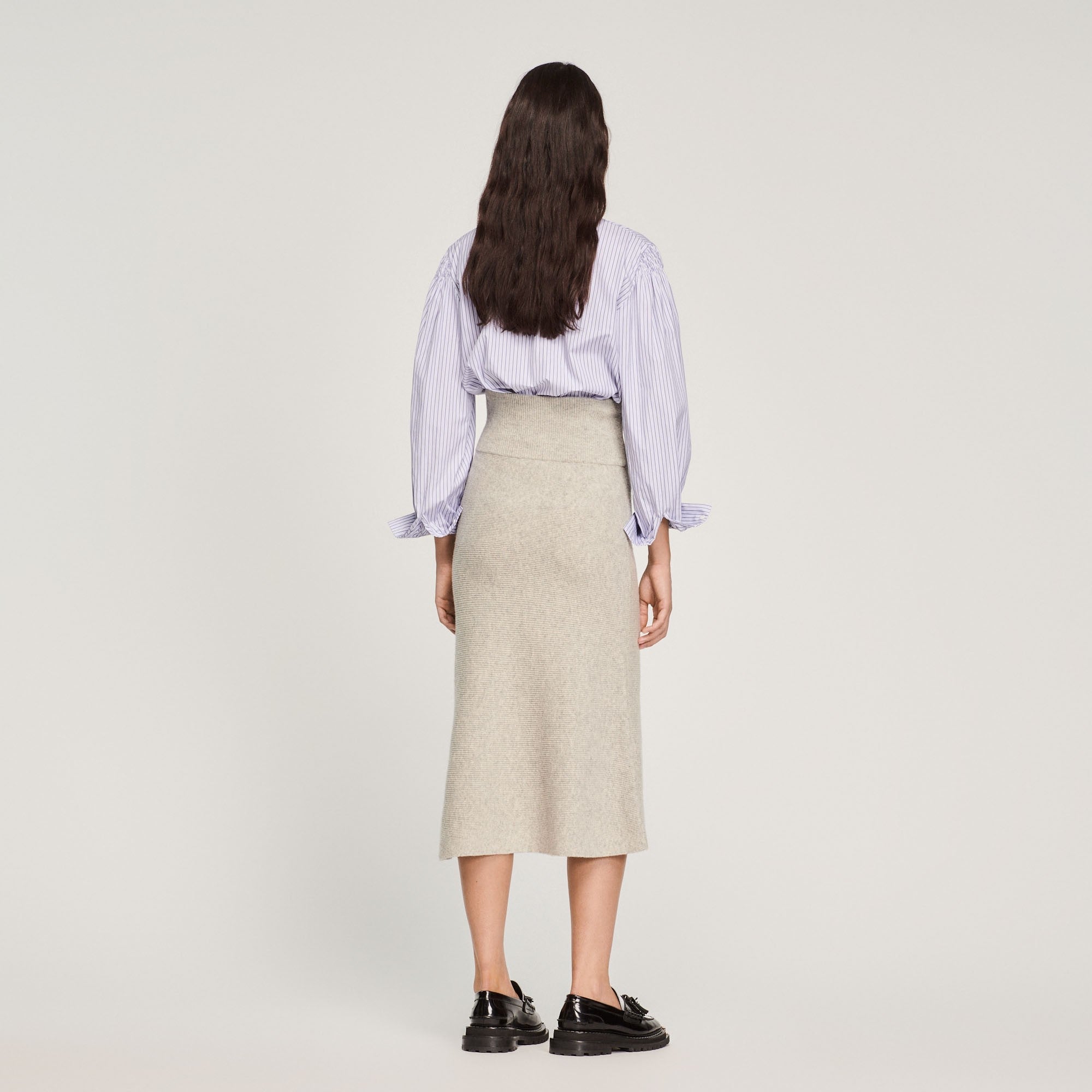 Women Long Flared Skirt - Mocked Grey