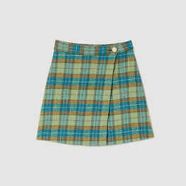 Women Short Wraparound Skirt - Blue / Yellow