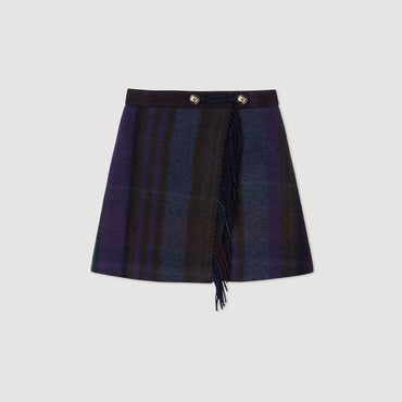 Women Short Fringed Skirt - Purple / Green