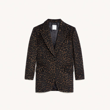 Women Leopard Print Coat - Black Brown