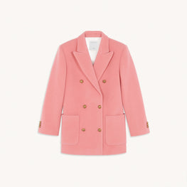 Women Double-Breasted Pea Coat - Pink