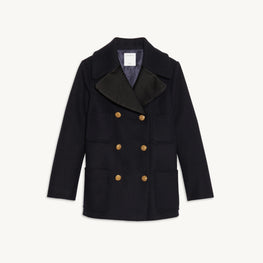 Women Mid-Length Wool Coat - Deep Blu