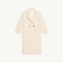 Women Long Coat With Tailored Collar - Ecru