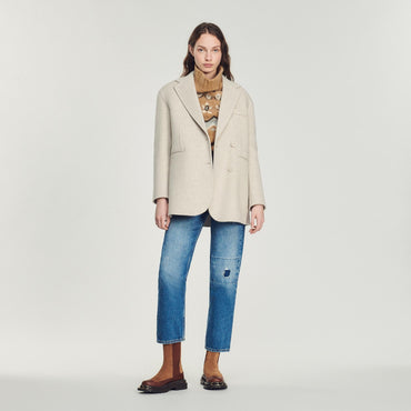 Women Oversized Wool Coat - Beige