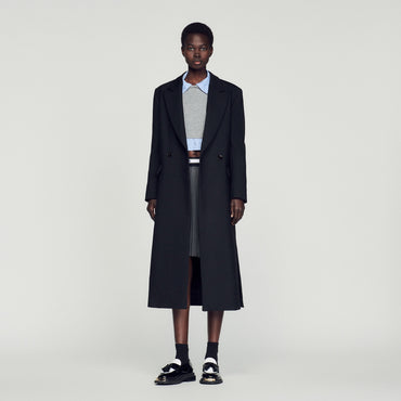 Women Oversized Straight-Cut Coat - Black