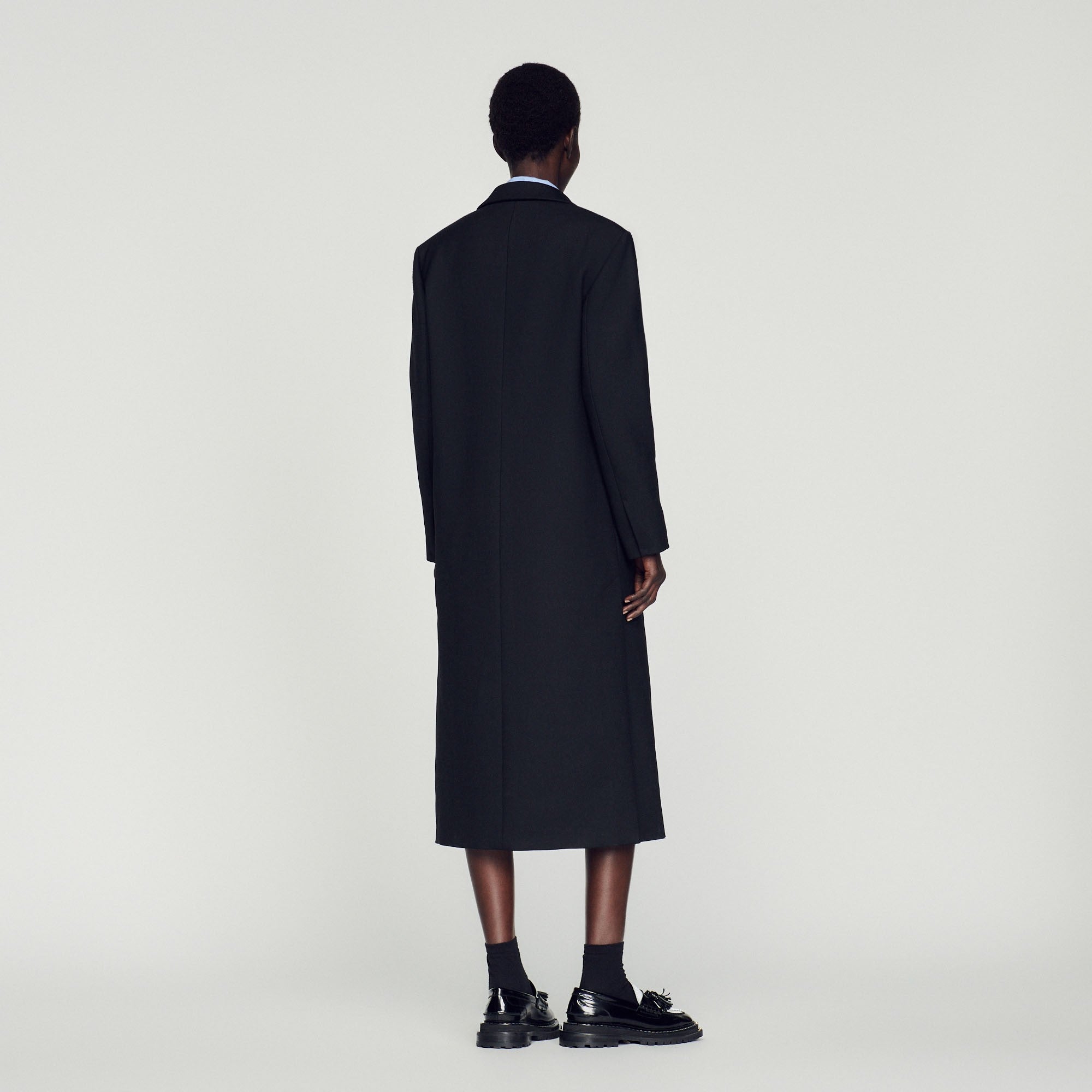 Women Oversized Straight-Cut Coat - Black