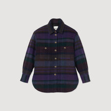 Women Checked Overshirt-Style Coat - Purple / Green