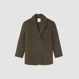 Women Oversized Jacket - Olive Green