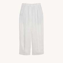 Women Linen Blend High-Waisted Trousers - Ecru