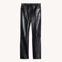 Women Leather Trousers - Black